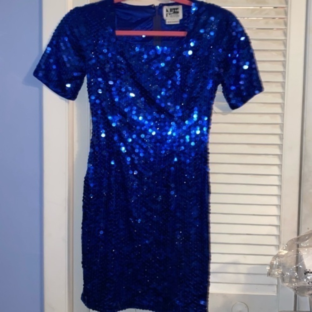 Vintage Niteline blue sequin party/prom dress
